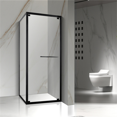 Porta pivotata quadrata 4mm Tempered Cabina doccia in vetro trasparente con vassoio acrilico bianco