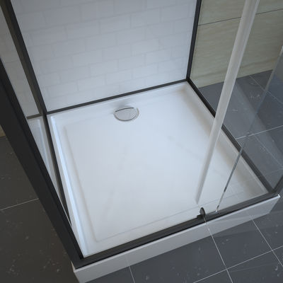 Cabina della doccia del vetro trasparente temperata 4mm del quadrato della porta del perno con il vassoio acrilico bianco