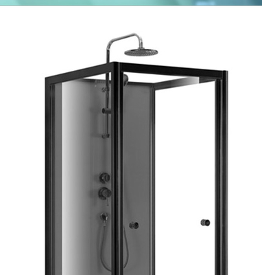 Cabina della doccia del vetro trasparente temperata 4mm del quadrato della porta del perno con il vassoio acrilico nero