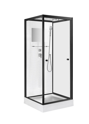 Cabina della doccia del vetro trasparente temperata 4mm del quadrato della porta del perno con il vassoio acrilico bianco