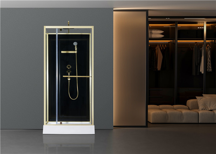 Porta del perno di modo, stalle di doccia d'angolo, cabina quadrata della doccia con il vassoio acrilico bianco, alumimium dell'oro