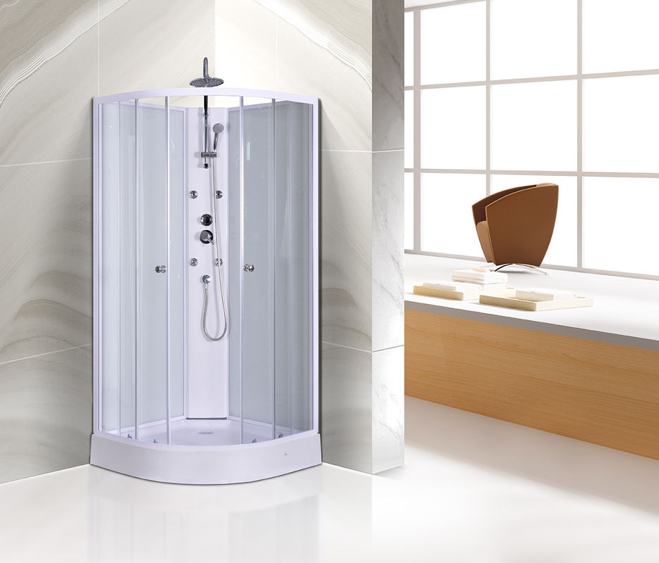 Stalla di doccia d'angolo su misura, profili dipinti bianco d'angolo curvi delle unità della doccia